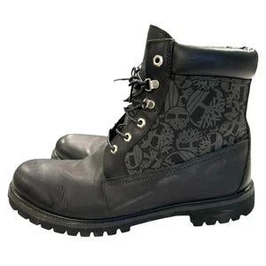 BOTAS IMPERMEABLES DE CUERO PREMIUM TIMBERLAND NEGRAS PARA HOMBRE EE. UU. 13W LOGO LATERAL - Imagen 1 de 10