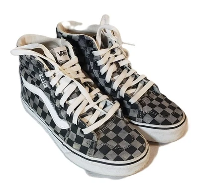 Sk8-Hi Black and Gray Checkered Hightop Vans Womens 6.5 - Image 1 of 4