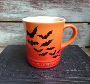Le Creuset Flame Orange Coffee Cup Bats Design Mug Drinkware Halloween Decor - Picture 1 of 12