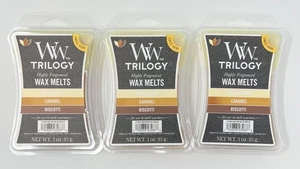 3 CANDELE YANKEE TRILOGY CARAMELLO BISCOTTI VANIGLIA WOODWICK CERA PROFUMATA SCIOGLIE - Foto 1 di 5