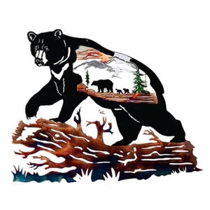Black Bear Metal Wall Art For Living Room Trees Metal Wall Decor Personality ... - Picture 1 of 7