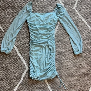 Jump Glitter Square Neck Ruched Long Sleeves Dress Sz M (blue) - Picture 1 of 5