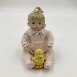 Ashton-Drake Baby Doll 5” Porcelain Blonde Hair Pink Outfit Vintage With Duck - Picture 1 of 14