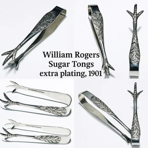 Antike ästhetische Kralle Zuckerzange W Rogers & Sons AA versilbert viktorianisch 1890 - Bild 1 von 2