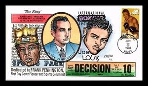 DR JIM STAMPS US COVER JOE LOUIS BOXING CHAMPION FDC COLLINS HAND PAINTED - Picture 1 of 2