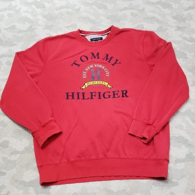 Tommy Hilfiger Sudadera Para Hombre XL Rojo Bordado Pullover Manga Larga Foto 1 de 4