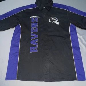 NFL Baltimore Ravens Snap Up Shirt Mens XL Black/Purple Stitched Logos -4491 - Picture 1 of 13