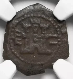 SPAIN 1602 King Philip III, 2M Maravedis Burgos Pirate Coin 1598-1621 AD, NGC VF - Picture 1 of 5