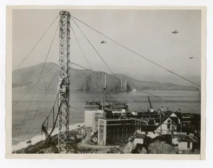 Bau der Golden Gate Bridge San Francisco 1934 Pressefoto - Bild 1 von 2