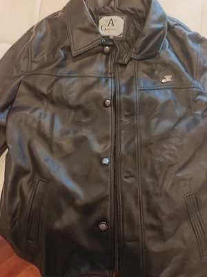 G.A. Chaqueta Bomber de Cuero Milano Para Hombre Cremallera Completa Marrón Talla 2xl Hecha en Italia Foto 1 de 4