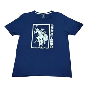 US Polo Assn Shirt Mens Medium Blue Graphic Tee Since 1890 Equestrian Horse - Picture 1 of 7