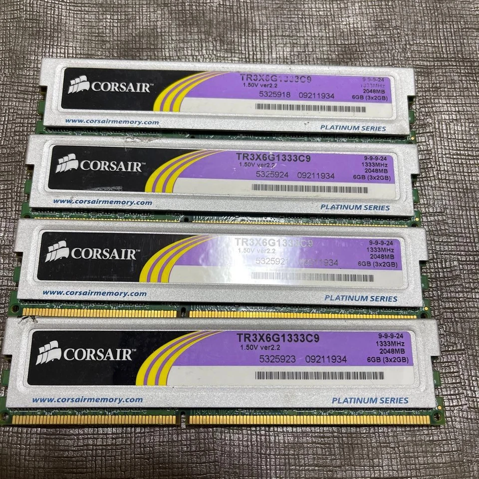 CORSAIR DDR3 6GB (3GBx2) Memory Modules 4-Pack Used PC RAM Used/Tested - Image 1 of 3