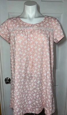 Camisón para mujer Aria rosa mariposa encaje ribete manga corta ropa para dormir talla M Foto 1 de 4