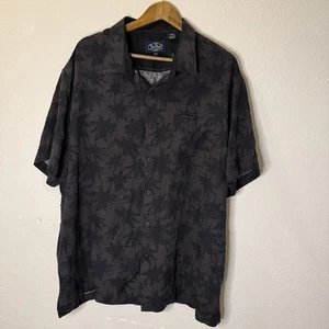 NAT NAST SILK CAMP SHIRT Mens XXL Black Hawaiian Silk Blend Short Sleeve - Picture 1 of 6