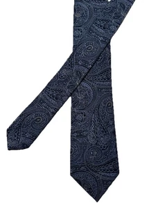 Saks Fifth Avenue Black Label Navy Blue Paisley 100% Silk Neck Tie 3x62” - Picture 1 of 4
