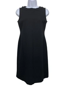 TALBOTS Women size 2P Petite Black Sleeveless Sheath Dress Stretch Crew Neck - Picture 1 of 9