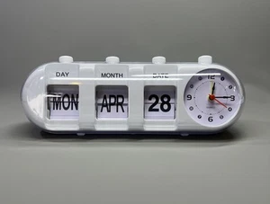Perpetual Desk Calendar with Alarm Clock Manual Flip Score Board Vintage Decor - Picture 1 of 22