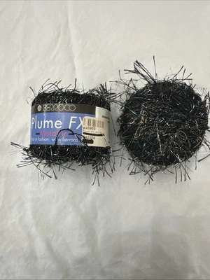 Vintage Berroco Yarn PLUME FX Metallic~ Black 6900 Polyester ~Eyelash ~Novelty - Image 1 of 4