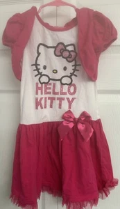 Girls Hello Kitty Pink & White Dress w/Bows Size 6 - Picture 1 of 5