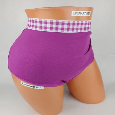 NWT LANE BRYANT CACIQUE COTTON FULL BRIEF 22/24 PLUS SOLID PINK WITH PLAID WAIST - Image 1 of 4