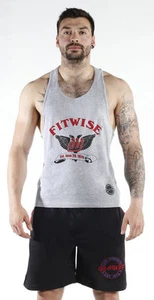 Fitwise Men's Vest Cotton Sleeveless Shirt Summer Top Exercise Gym training Grey - Picture 1 of 4