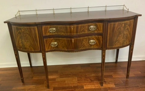 Henkel Harris 66 x 26 Buffet Table with  Brass Gallery Cover