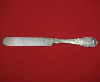 Cuchillo de té Coin Silver mango plano toda moneda plata corte brillante con hiedra 7 3/4" Foto 1 de 2