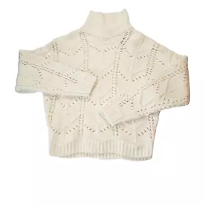 IRO Lovey Sweater Wool Alpaca Turtleneck Open Stitch in Chalk Medium - Picture 1 of 12