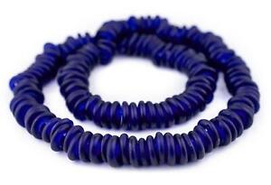 Cobalt Blue Annular Wound Dogon Beads 14mm West Africa African Ring Glass