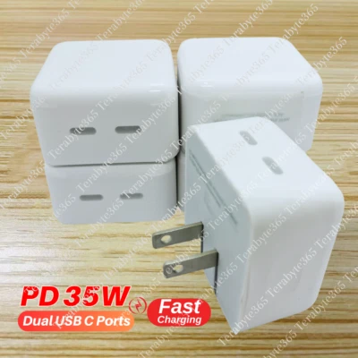 PD 35W DUAL USB-C Ports PD Fast Wall Charger Adapter Type-C Brick For iPhone Lot - Image 1 of 4