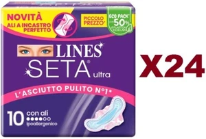 24 PZ LINES SETA ULTRA CON ALI DA 10 ASSORBENTI IPOALLERGENICO - Foto 1 di 2