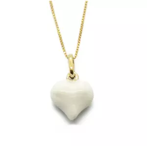 Collana Donna Cuore Bianco Bombato Argento 925 Dorato Placcato Oro Giallo 18kt - Picture 1 of 3