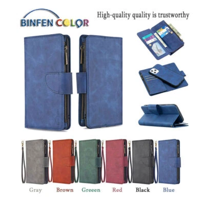 Removable Zipper Wallet Leather Flip Case Cover For iPhone 11 12 Pro Max XR 7 8+ - Image 1 of 4