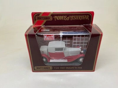 MATCHBOX-MODELS OF YESTERYEAR-Y-24 1927 BUGATTI T44-RED/GRAY--1986-IN BOX- - Image 1 of 4