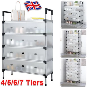 7 Tier Large Shoe Rack Stand Shoes Cabinet Storage Shelf Organiser Dustproof UK - Picture 1 of 15
