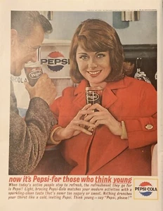 1963 Pepsi Cola PRINT AD Beautiful Redhead - For Those Who Think Young VTG 1960s - Picture 1 of 5