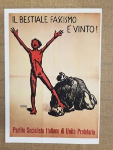 Manifesto di propaganda Antifascista P.S.I.U.P. Ristampa di locandina Cm 35x50 - Imagen 1 de 1