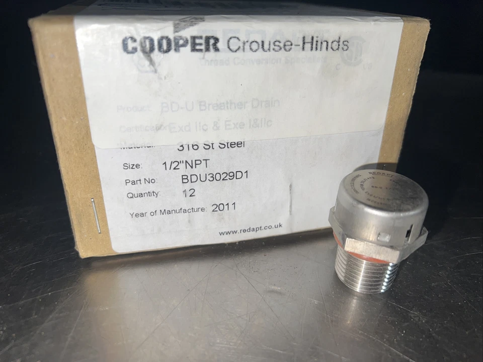CROUSE HINDS 1 Unit EATON CORPORATION BDU3029D1 Breather Drain Nos Surplus. Price Per 1 Unit