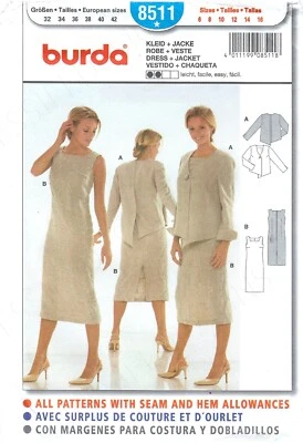 Burda Pattern 7511 | Misses Dress & Asymmetrical Jacket | Sizes 6 - 16 - Image 1 of 4