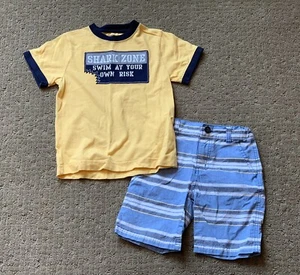 Gymboree Set 4 Camicie e Set Corto/Outfit Shark Zone con Pantaloncini Chambray Ragazzo - Foto 1 di 10