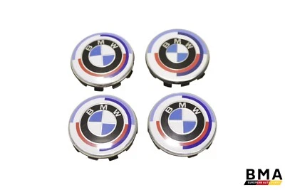 BMW 50th Anniversary Wheel Center Cap Cover Set of 4 OEM - Image 1 of 4