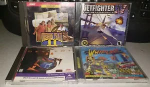 SET 4 VINTAGE PC CD-ROM SPIELE DESCENT II OREGON TRAIL II WHIPLASH JET FIGHTER IV - Bild 1 von 2