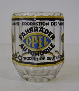 Antikes werbe Bierglas " OPEL Fahrräder - Automobile " um 1920 - Bild 1 von 6