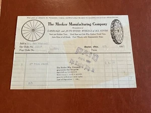 Meeker Manufacturing Co 1919 Dayton Ohio Briefkopf Bill Head Reifen Räder - Bild 1 von 5