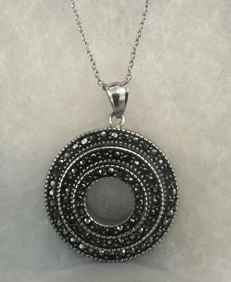Ожерелье с круглым кулоном из нержавеющей стали с марказитом - Изображение 1 из 2