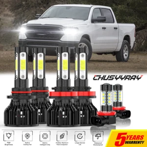 For Dodge RAM 1500 2019 2020 - 6x White LED Headlight Hi/Lo +Fog Light Bulbs Kit - Picture 1 of 17