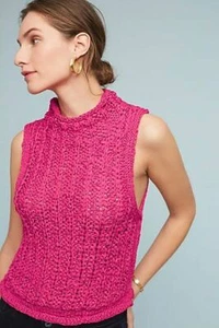 Anthropologie Pullover L MOTTE ärmellos BANDGARN locker Häkelband Weste neu mit Etikett - Bild 1 von 3