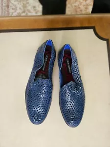 NIB Dolce & Gabbana Men perforated deep blue leather Slip On Size 10.5 US/ 9.5Uk - Picture 1 of 6