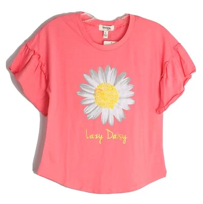 Girls Summers Raglan Top with Bell Sleeve and Puff Print Graphic Size L pink - Image 1 of 4