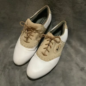 Nike Air Mens Golf Shoes White Tan Oxford 183055 101 Size 9.5 - Picture 1 of 7